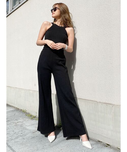 GYDA（ジェイダ）の「バックZIPテレコロンパース（つなぎ/オールインワン・レディース・アイボリー/ブラック/ブラウン/ピンク・FREE）」の5枚目の写真