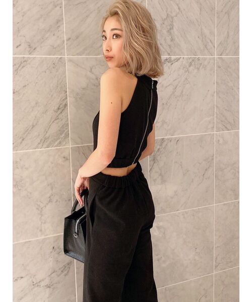 GYDA（ジェイダ）の「バックZIPテレコロンパース（つなぎ/オールインワン・レディース・アイボリー/ブラック/ブラウン/ピンク・FREE）」の12枚目の写真