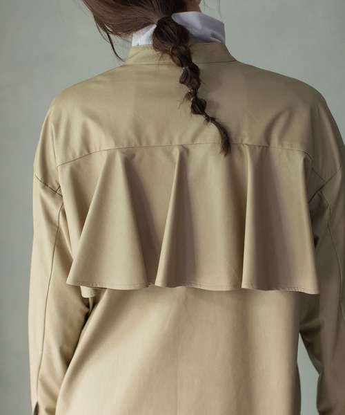 MARECHAL TERRE（マルシャルテル）の「フェイクレザーフリルシャツワンピース（シャツワンピース・レディース・ブラック/ベージュ/セージグリーン/モカ・MEDIUM）」の19枚目の写真