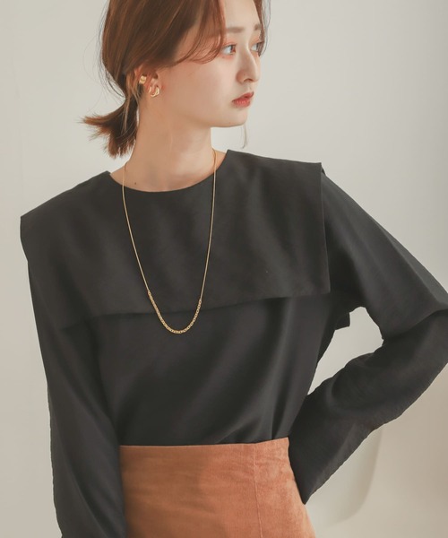 SENSE OF PLACE by URBAN RESEARCH（センスオブプレイスバイアーバンリサーチ）の「セーラーカラーブラウス（シャツ/ブラウス・レディース・ブラック/アイボリー・ONE）」の3枚目の写真