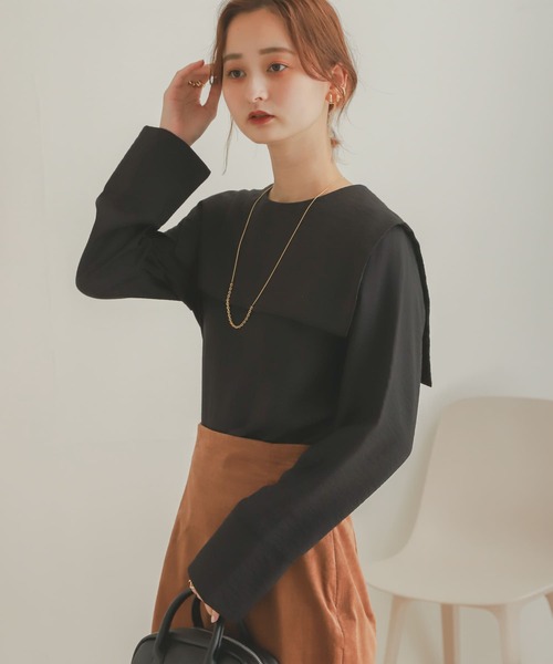 SENSE OF PLACE by URBAN RESEARCH（センスオブプレイスバイアーバンリサーチ）の「セーラーカラーブラウス（シャツ/ブラウス・レディース・ブラック/アイボリー・ONE）」の4枚目の写真