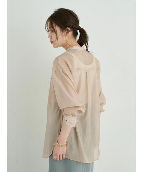 earth music&ecology（アースミュージックアンドエコロジー）の「ダブルポケットシアーシャツ ＊（シャツ/ブラウス・レディース・ブラウン/ライトパープル/ライトベージュ・FREE）」の13枚目の写真