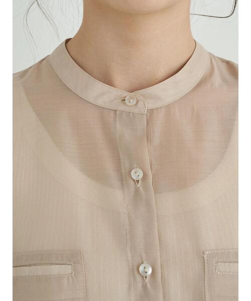 earth music&ecology（アースミュージックアンドエコロジー）の「ダブルポケットシアーシャツ ＊（シャツ/ブラウス・レディース・ブラウン/ライトパープル/ライトベージュ・FREE）」の14枚目の写真