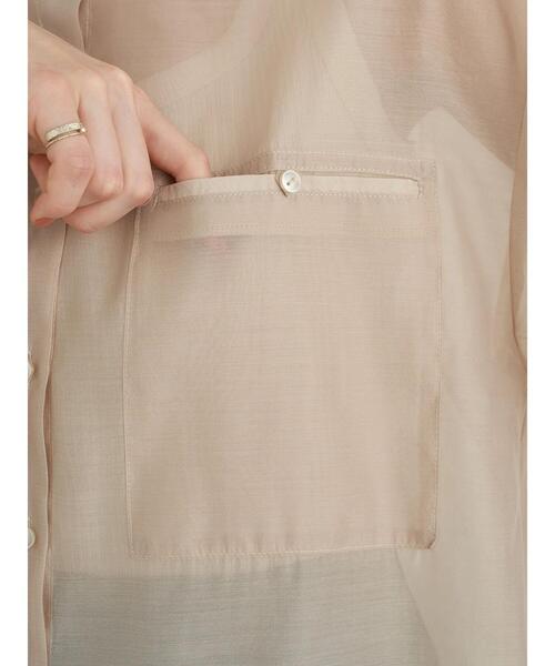earth music&ecology（アースミュージックアンドエコロジー）の「ダブルポケットシアーシャツ ＊（シャツ/ブラウス・レディース・ブラウン/ライトパープル/ライトベージュ・FREE）」の15枚目の写真