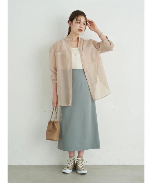 earth music&ecology（アースミュージックアンドエコロジー）の「ダブルポケットシアーシャツ ＊（シャツ/ブラウス・レディース・ブラウン/ライトパープル/ライトベージュ・FREE）」の18枚目の写真