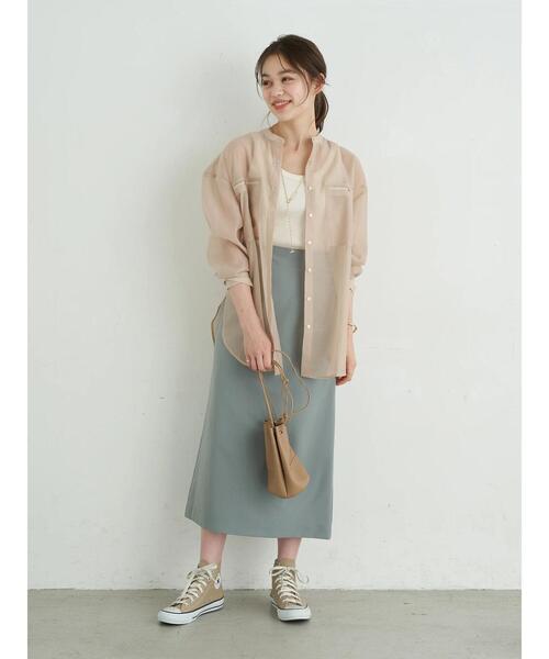 earth music&ecology（アースミュージックアンドエコロジー）の「ダブルポケットシアーシャツ ＊（シャツ/ブラウス・レディース・ブラウン/ライトパープル/ライトベージュ・FREE）」の20枚目の写真