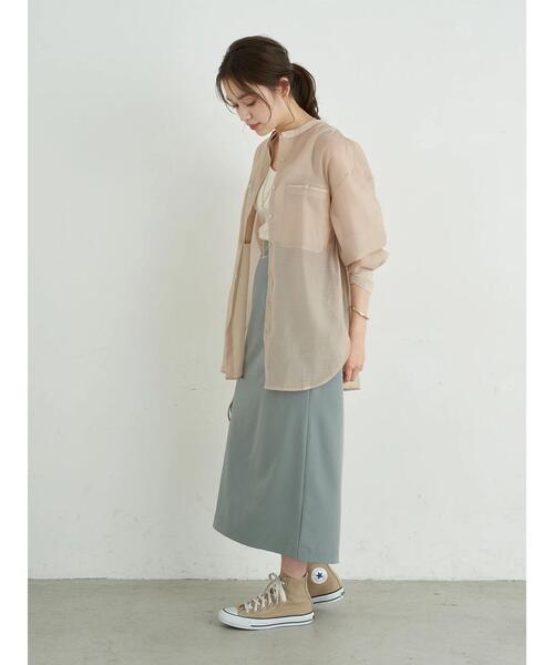 earth music&ecology（アースミュージックアンドエコロジー）の「ダブルポケットシアーシャツ ＊（シャツ/ブラウス・レディース・ブラウン/ライトパープル/ライトベージュ・FREE）」の21枚目の写真