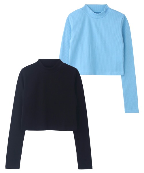 X-girl（エックスガール）の「2-PACK HIGH NECK TOP（Tシャツ/カットソー・レディース・ライトブルー/マルチ・S/M/XS）」の2枚目の写真