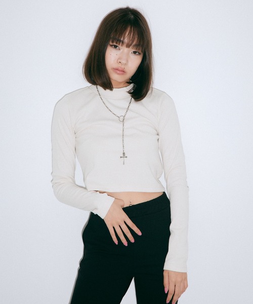 X-girl（エックスガール）の「2-PACK HIGH NECK TOP（Tシャツ/カットソー・レディース・ライトブルー/マルチ・S/M/XS）」の3枚目の写真