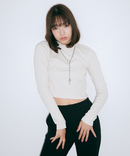 X-girl（エックスガール）の「2-PACK HIGH NECK TOP（Tシャツ/カットソー・レディース・ライトブルー/マルチ・S/M/XS）」の15枚目の写真