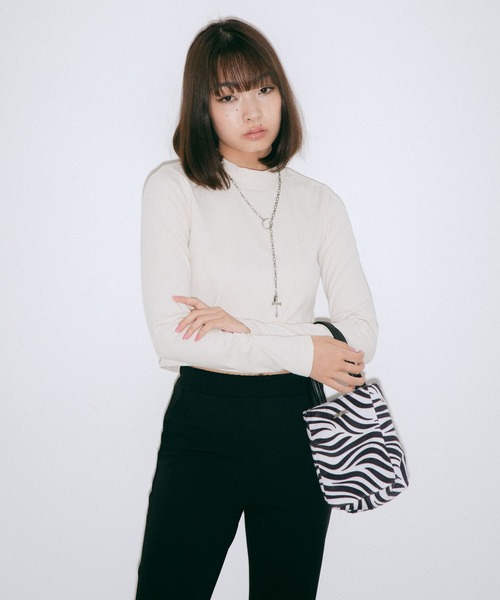 X-girl（エックスガール）の「2-PACK HIGH NECK TOP（Tシャツ/カットソー・レディース・ライトブルー/マルチ・S/M/XS）」の9枚目の写真