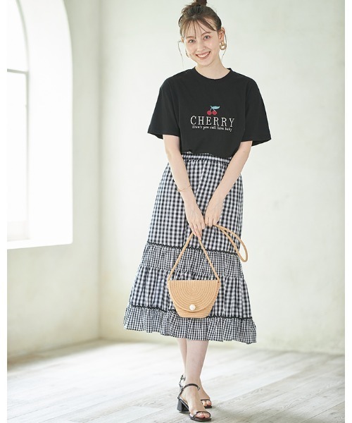 Cookie Chocolate(クッキーチョコレート)の「【ZOZO限定】ライン入りギンガムチェックスカート(スカート・レディース・ブラック/グレー・M)」の3枚目の写真