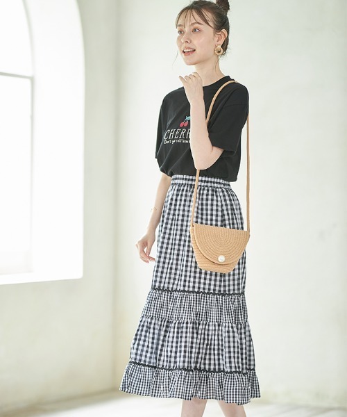 Cookie Chocolate(クッキーチョコレート)の「【ZOZO限定】ライン入りギンガムチェックスカート(スカート・レディース・ブラック/グレー・M)」の16枚目の写真