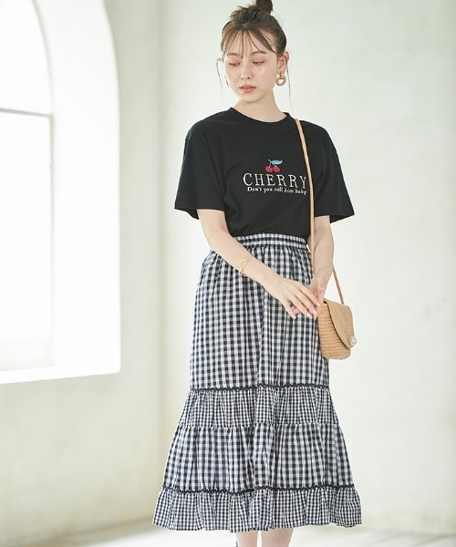 Cookie Chocolate(クッキーチョコレート)の「【ZOZO限定】ライン入りギンガムチェックスカート(スカート・レディース・ブラック/グレー・M)」の14枚目の写真