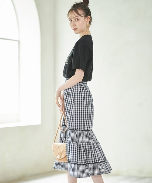 Cookie Chocolate(クッキーチョコレート)の「【ZOZO限定】ライン入りギンガムチェックスカート(スカート・レディース・ブラック/グレー・M)」の7枚目の写真