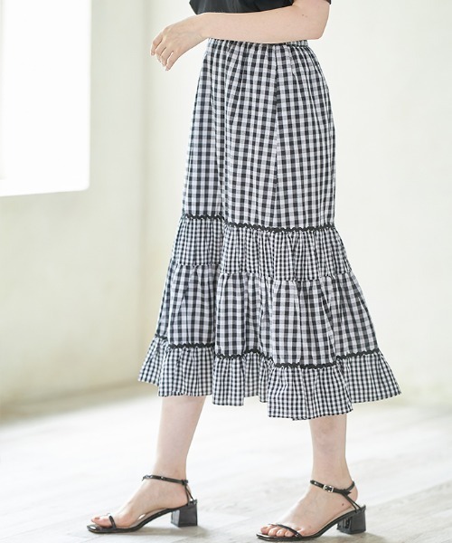 Cookie Chocolate(クッキーチョコレート)の「【ZOZO限定】ライン入りギンガムチェックスカート(スカート・レディース・ブラック/グレー・M)」の12枚目の写真