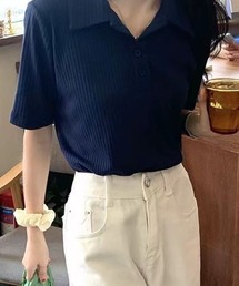 POLOカラーリブTシャツ