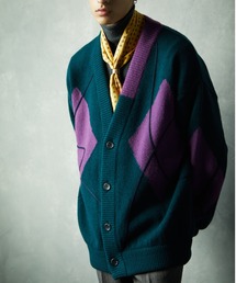 TAUPE/トープ/Strain Argyle Cardigan/ストレインアーガイルカーディガン