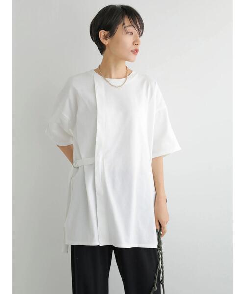 AMERICAN HOLIC（アメリカンホリック）の「サイドベルトカットチュニック（Tシャツ/カットソー・レディース・チャコールグレー/オフホワイト・L/M）」の4枚目の写真