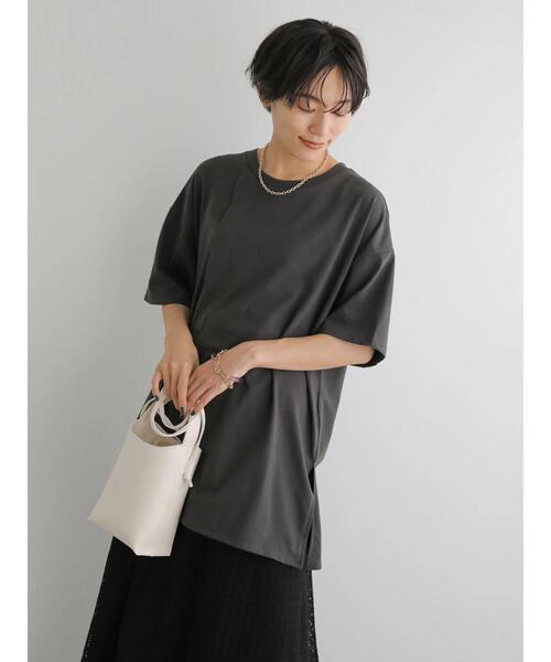 AMERICAN HOLIC（アメリカンホリック）の「サイドベルトカットチュニック（Tシャツ/カットソー・レディース・チャコールグレー/オフホワイト・L/M）」の7枚目の写真