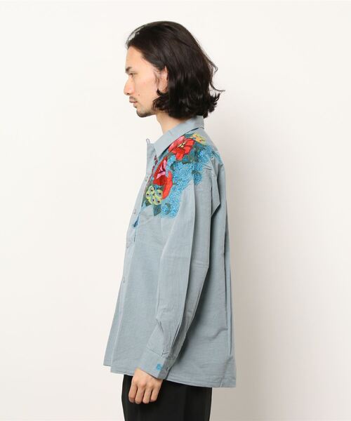 BOHEMIANS（ボヘミアンズ）の「BOHEMIANS/ボヘミアンズ　COL CH GARDEN PATCH  B OPEN L/S SHIRTS（シャツ/ブラウス・メンズ・サックスブルー・LARGE）」の3枚目の写真