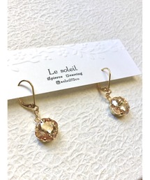 【Le soleil】一粒の輝き　スワロフスキーフレンチフックピアス(MA)