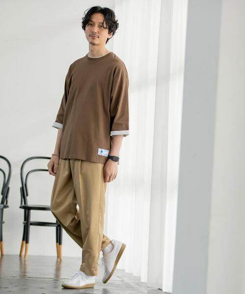 coen（コーエン）の「フェイクレイヤード7分袖Tシャツ（Tシャツ/カットソー・メンズ・ブラウン/ケリー/マスタード・SMALL/MEDIUM/LARGE/X-LARGE）」の6枚目の写真