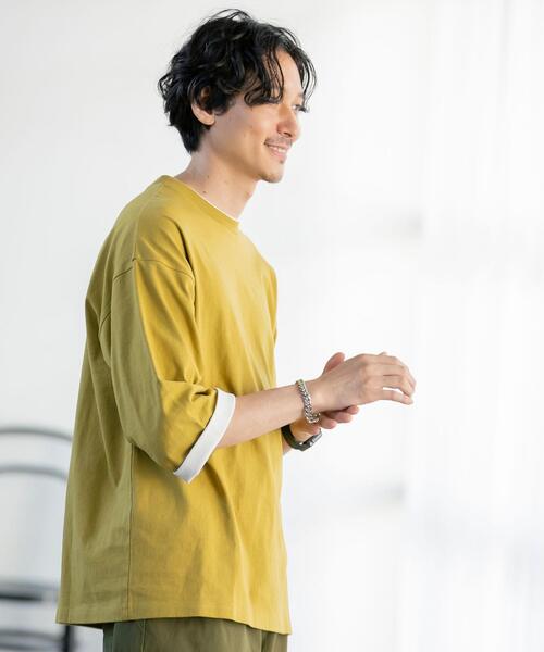 coen（コーエン）の「フェイクレイヤード7分袖Tシャツ（Tシャツ/カットソー・メンズ・ブラウン/ケリー/マスタード・SMALL/MEDIUM/LARGE/X-LARGE）」の9枚目の写真