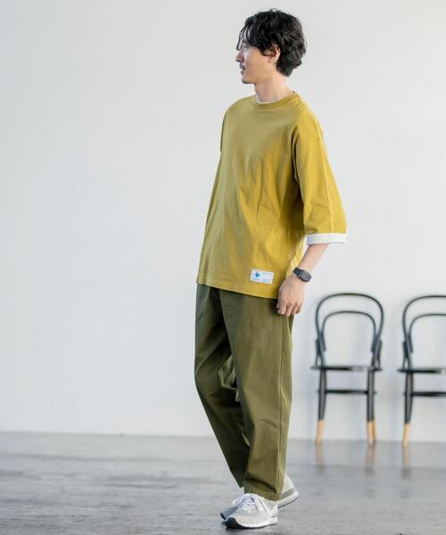 coen（コーエン）の「フェイクレイヤード7分袖Tシャツ（Tシャツ/カットソー・メンズ・ブラウン/ケリー/マスタード・SMALL/MEDIUM/LARGE/X-LARGE）」の11枚目の写真