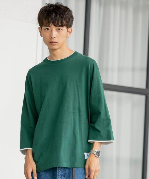 coen（コーエン）の「フェイクレイヤード7分袖Tシャツ（Tシャツ/カットソー・メンズ・ブラウン/ケリー/マスタード・SMALL/MEDIUM/LARGE/X-LARGE）」の12枚目の写真