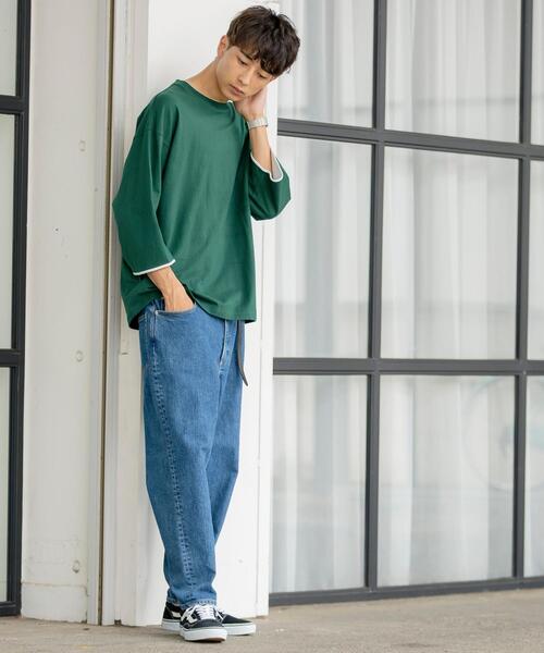 coen（コーエン）の「フェイクレイヤード7分袖Tシャツ（Tシャツ/カットソー・メンズ・ブラウン/ケリー/マスタード・SMALL/MEDIUM/LARGE/X-LARGE）」の14枚目の写真