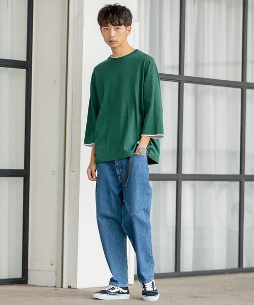 coen（コーエン）の「フェイクレイヤード7分袖Tシャツ（Tシャツ/カットソー・メンズ・ブラウン/ケリー/マスタード・SMALL/MEDIUM/LARGE/X-LARGE）」の15枚目の写真