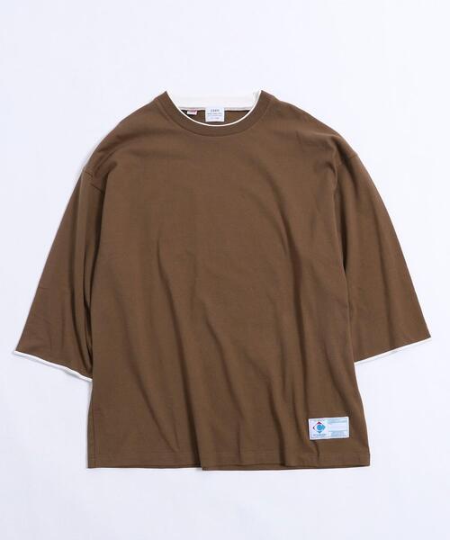 coen（コーエン）の「フェイクレイヤード7分袖Tシャツ（Tシャツ/カットソー・メンズ・ブラウン/ケリー/マスタード・SMALL/MEDIUM/LARGE/X-LARGE）」の16枚目の写真