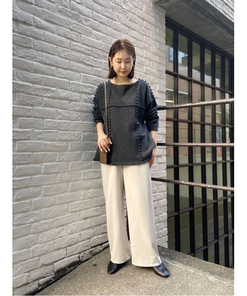 BEARDSLEY（ビアズリー）の「ウエストリブ裏起毛パンツ（その他パンツ・レディース・アイボリー/ブラック/グレー・0/1/2）」の20枚目の写真