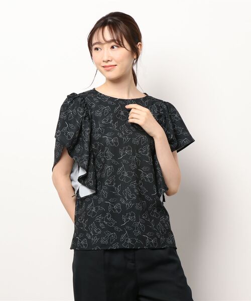 Te chichi TERRASSE（テチチテラス）の「ポリスラブフレアスリーブブラウス（シャツ/ブラウス・レディース・オフホワイト/ブラック/ブルー/ベージュ・ﾌﾘ-）」の7枚目の写真