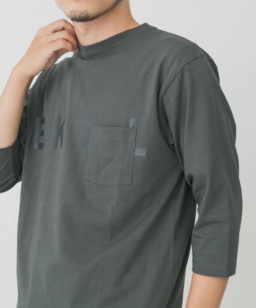 EKAL（エカル）の「EKAL　ロゴ8分袖Tシャツ（Tシャツ/カットソー・メンズ・チャコールグレー/グリーン・MEDIUM/LARGE）」の12枚目の写真
