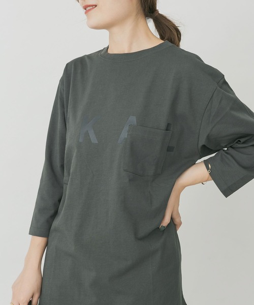 EKAL（エカル）の「EKAL　ロゴ8分袖Tシャツ（Tシャツ/カットソー・メンズ・チャコールグレー/グリーン・MEDIUM/LARGE）」の7枚目の写真