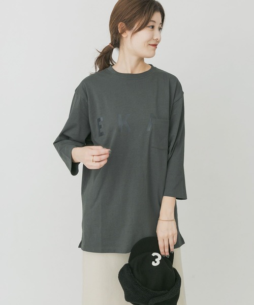 EKAL（エカル）の「EKAL　ロゴ8分袖Tシャツ（Tシャツ/カットソー・メンズ・チャコールグレー/グリーン・MEDIUM/LARGE）」の16枚目の写真