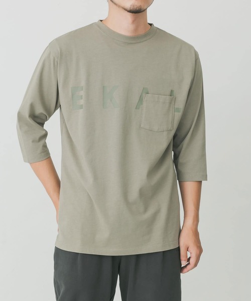 EKAL（エカル）の「EKAL　ロゴ8分袖Tシャツ（Tシャツ/カットソー・メンズ・チャコールグレー/グリーン・MEDIUM/LARGE）」の17枚目の写真