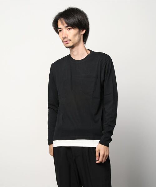 SHISKY(シスキー)の「フェイクレイヤード ポケット ロンT(Tシャツ/カットソー・メンズ・ネイビー/ベージュ/カーキ/ミント/チャコール/杢グレー/ブラウン/ラベンダー/ブラック/モカ・M/L/XL)」の18枚目の写真