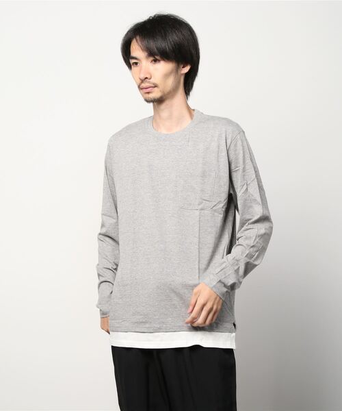SHISKY(シスキー)の「フェイクレイヤード ポケット ロンT(Tシャツ/カットソー・メンズ・ネイビー/ベージュ/カーキ/ミント/チャコール/杢グレー/ブラウン/ラベンダー/ブラック/モカ・M/L/XL)」の17枚目の写真