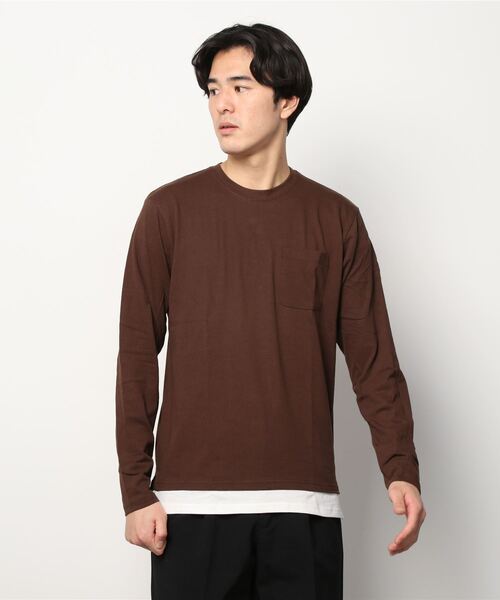 SHISKY(シスキー)の「フェイクレイヤード ポケット ロンT(Tシャツ/カットソー・メンズ・ネイビー/ベージュ/カーキ/ミント/チャコール/杢グレー/ブラウン/ラベンダー/ブラック/モカ・M/L/XL)」の15枚目の写真