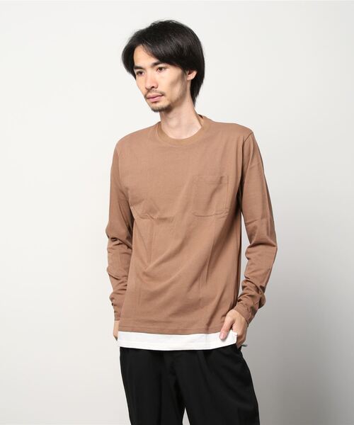 SHISKY(シスキー)の「フェイクレイヤード ポケット ロンT(Tシャツ/カットソー・メンズ・ネイビー/ベージュ/カーキ/ミント/チャコール/杢グレー/ブラウン/ラベンダー/ブラック/モカ・M/L/XL)」の14枚目の写真