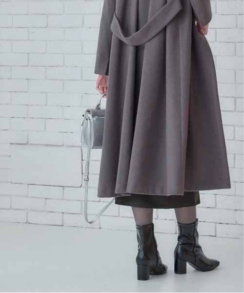 新品未使用⭐︎Reflect 11 日本製上質ウールロングコートチャコールグレー Louere（ルエレ）の「2wayステンカラーロングコート（ステンカラー