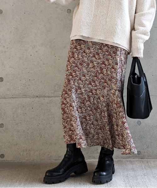 Per sist ence（パーシエンス）の「Per sist ence/パーシエンス　 フラワープリント 切替マーメイドスカート（スカート・レディース・ベージュ系その他/ブラック/ベージュ/ブラウン/グリーン系その他・FREE）」の8枚目の写真