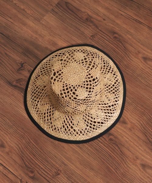 Santelli Francesca（サンテッリフランチェスカ）の「【Santelli Francesca 】パイピングストローハット（ハット・レディース・ブラック/ベージュ・FREE）」の6枚目の写真