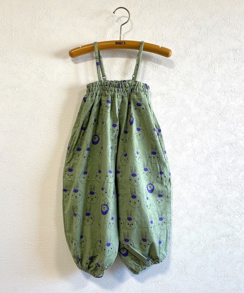 HOGAN RANCH WEAR(ホーガンランチウエア)の「ソウガラコットンネルサルエルサロペット(kids/XS・S・M)(サロペット/オーバーオール・キッズ・ブラウン/ライトグリーン・M/S/XS)」の2枚目の写真