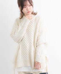 【wordtrobe】アクリルバルキー ボリュームスリーブ サイドリボン ニットプルオーバー