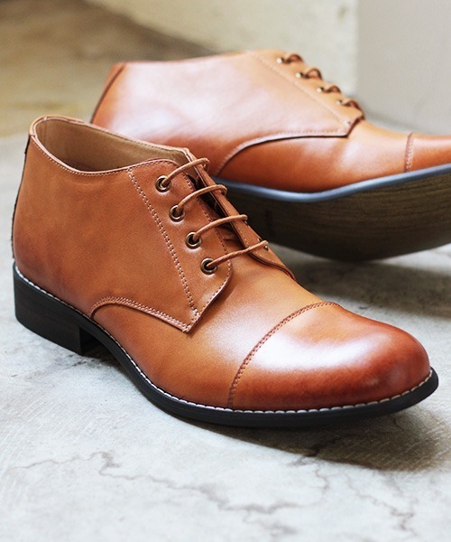 DEDESKEN（デデスケン）の「DEDESKEN / [日本製本革]履いた時のシルエットがきれいなストレートチップレースアップブーツ (10562)（ブーツ・メンズ・ネイビー/ブラウン/レッド/グリーン/キャメル・40/41/42/43/44）」の4枚目の写真