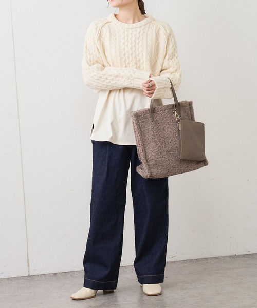 PUAL CE CIN（ピュアルセシン）の「JAPAN MADEデニムストレートパンツ（デニムパンツ・レディース・ブラック/インディゴブルー・FREE）」の5枚目の写真